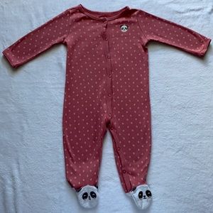 Carter’s panda pijama, size 9months, dark pink